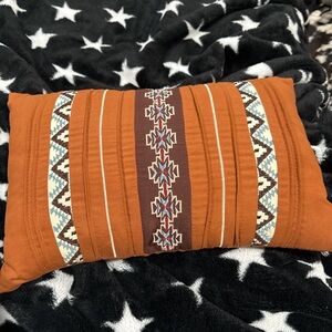 Source Unknown Orange and Brown Patterned Pillow